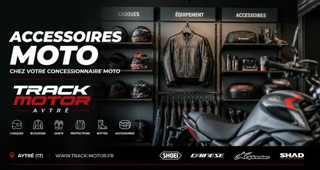 Accessoires moto chez votre concessionnaire moto Track Motor à Aytré
