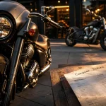 Gamme indian : Scout, Chief ou Challenger sur parking moto, chrome et cuir