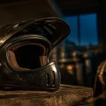 Casque bell moto 3 vintage, vue au ras du sol