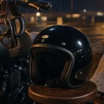 Casque bol pour moto noir, vintage et homologué ECE 22.06