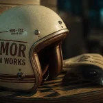 Casque moto original vintage, vue détaillée, homologation