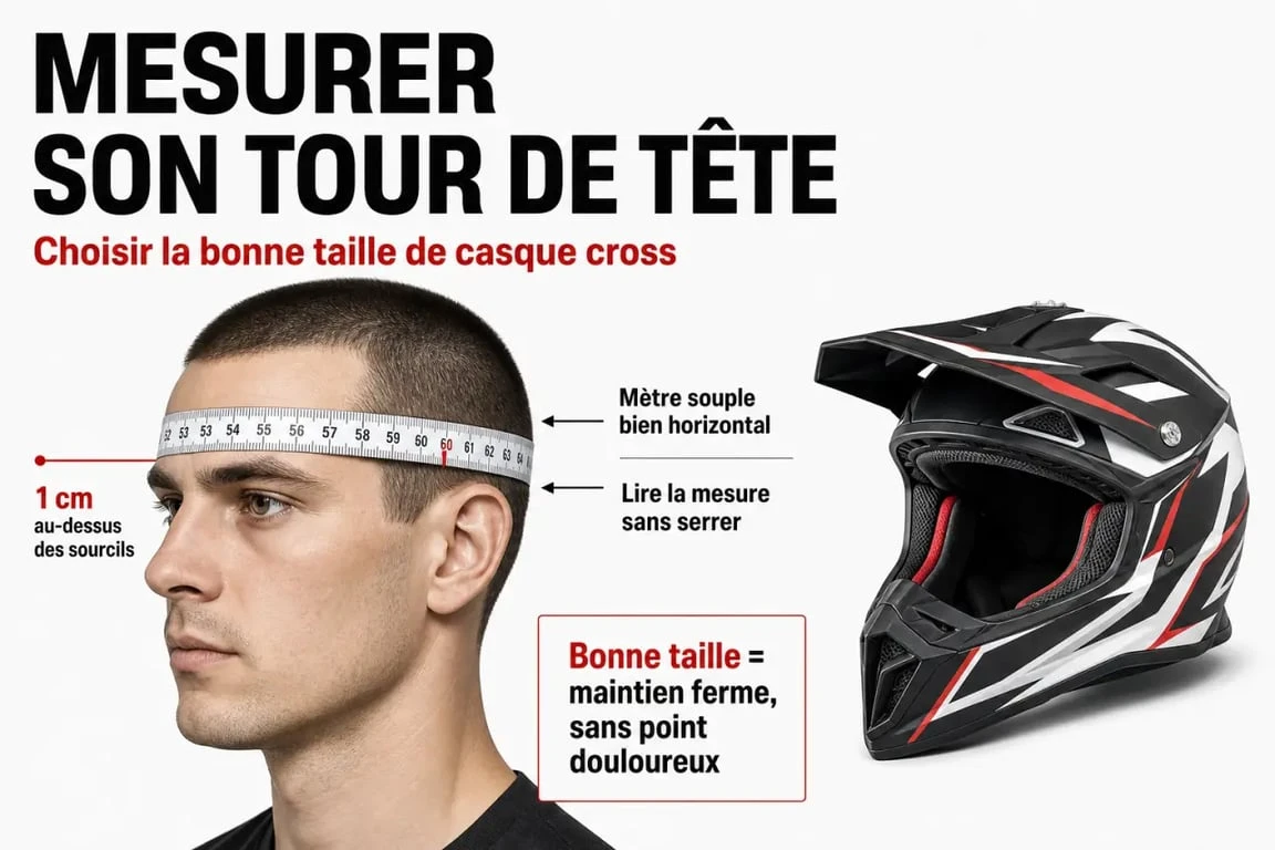 Mesure du tour de tête pour un casque moto cross Airoh avant achat