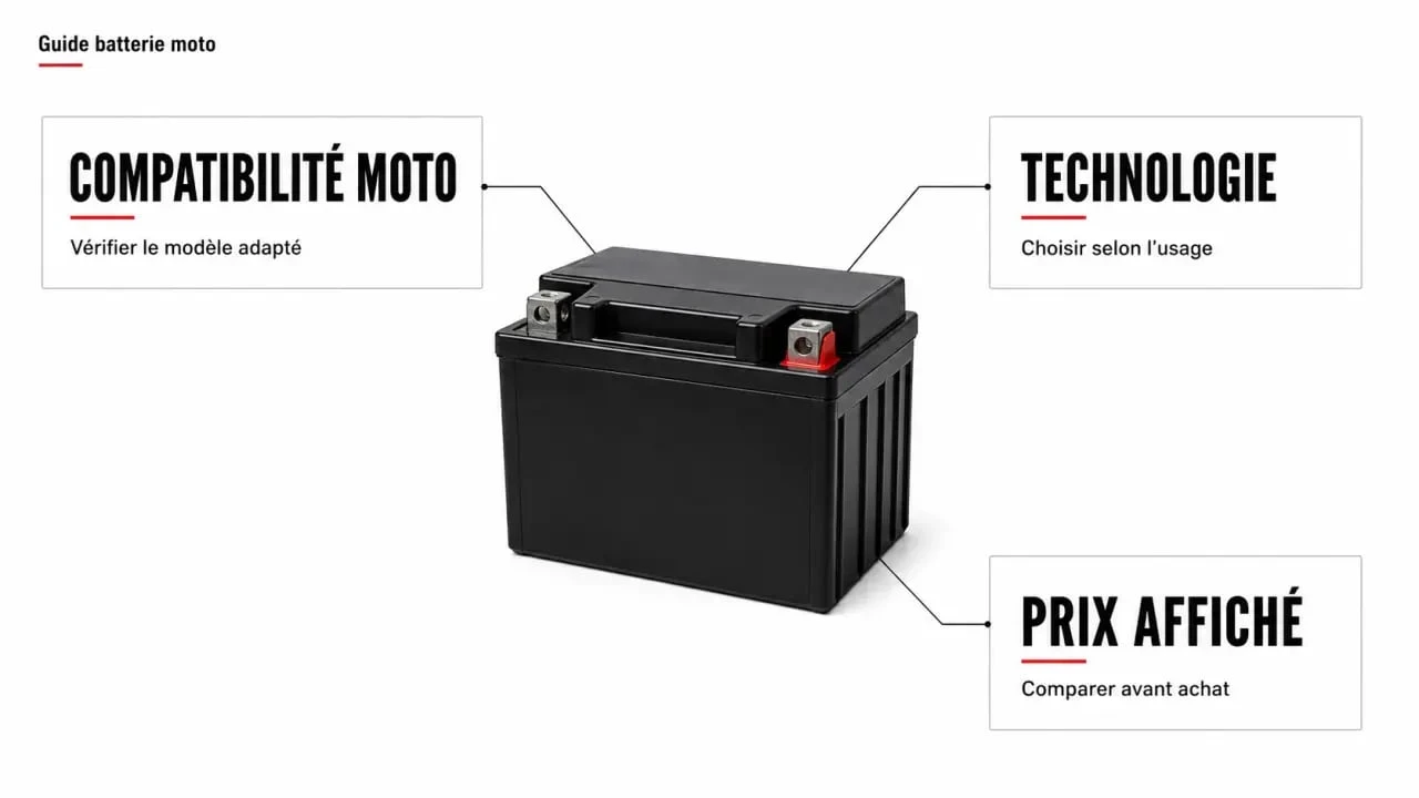 Batterie moto dafy : illustration éditoriale des critères compatibilité, technologie et prix
