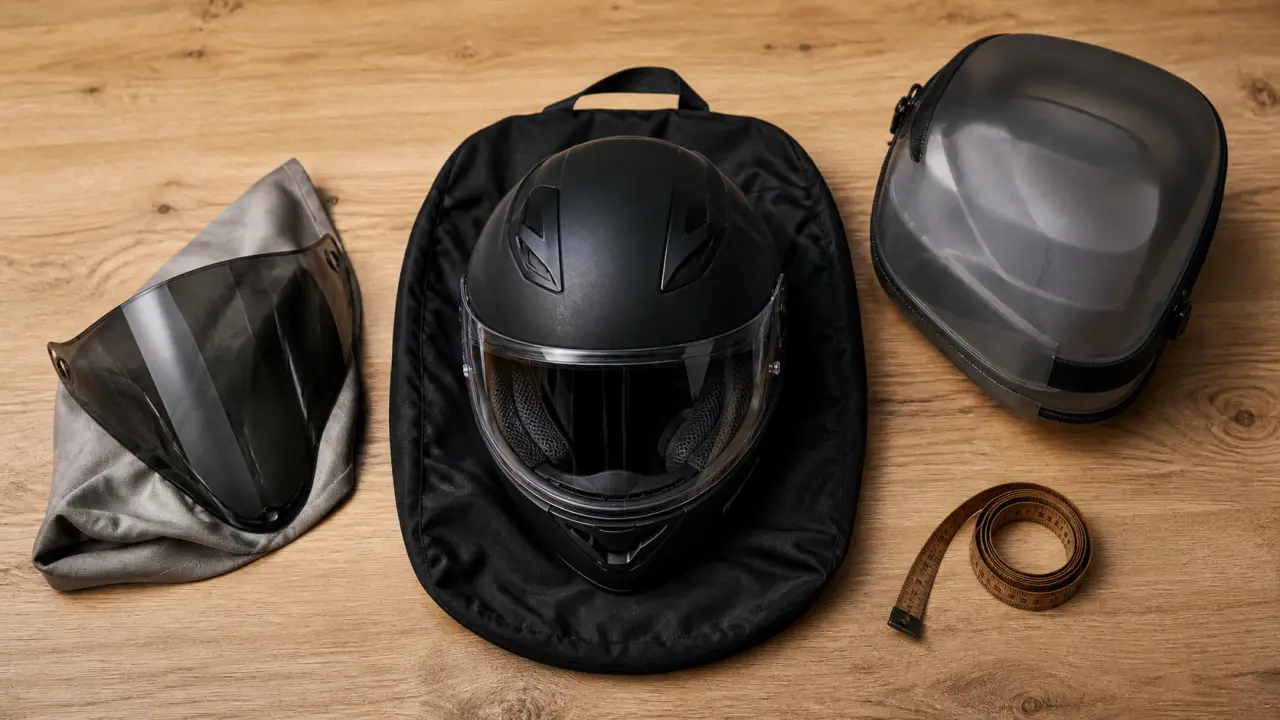 Housse casque moto en nylon noir, protection discrète et poignée visible