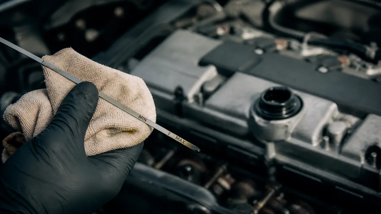 Huile moteur niveau : repère mini maxi sur jauge moteur froid