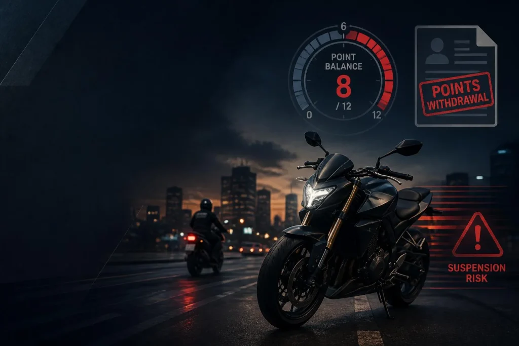 Permis à points à moto : retrait de points, suspension et recours après une infraction