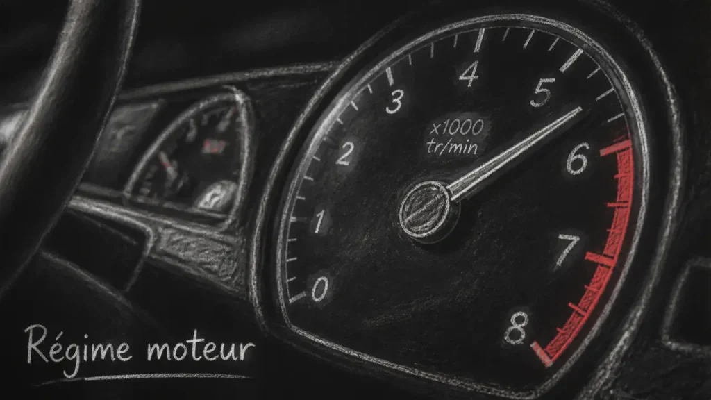 Régime moteur : 500 à 1000 tr/min au ralenti et les zones à éviter