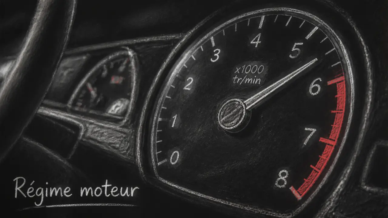 regime moteur : ralenti 500 à 1000 tr/min et zones à éviter