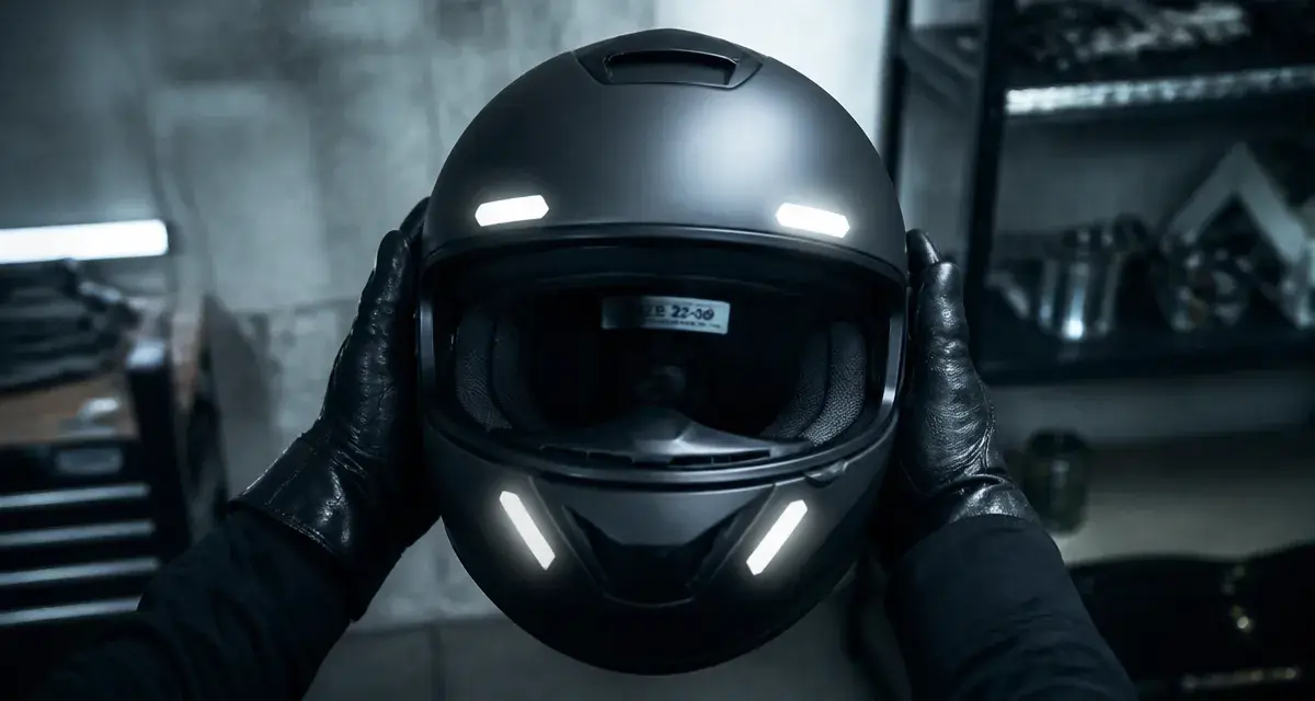 Bande reflechissante casque moto homologuée sur casque noir