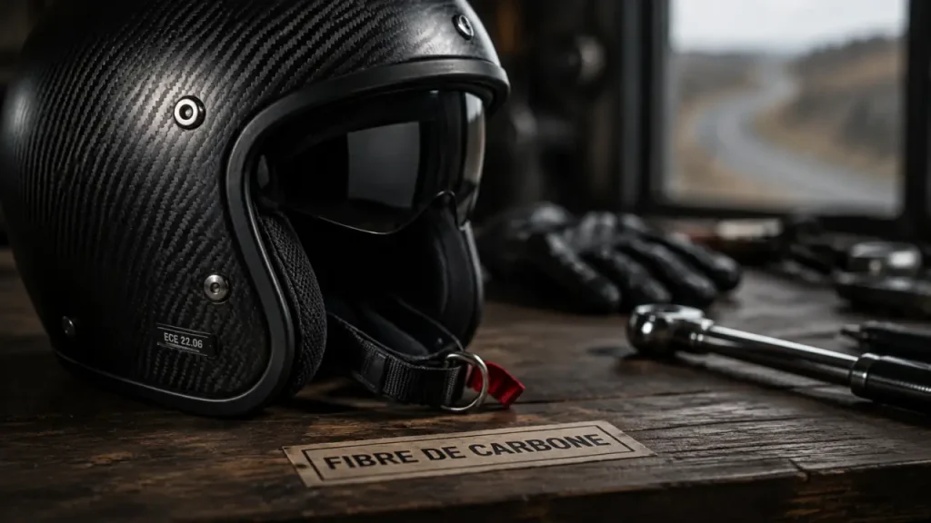 Casque moto carbone : moins de fatigue, plus de stabilité sur la route et sur piste