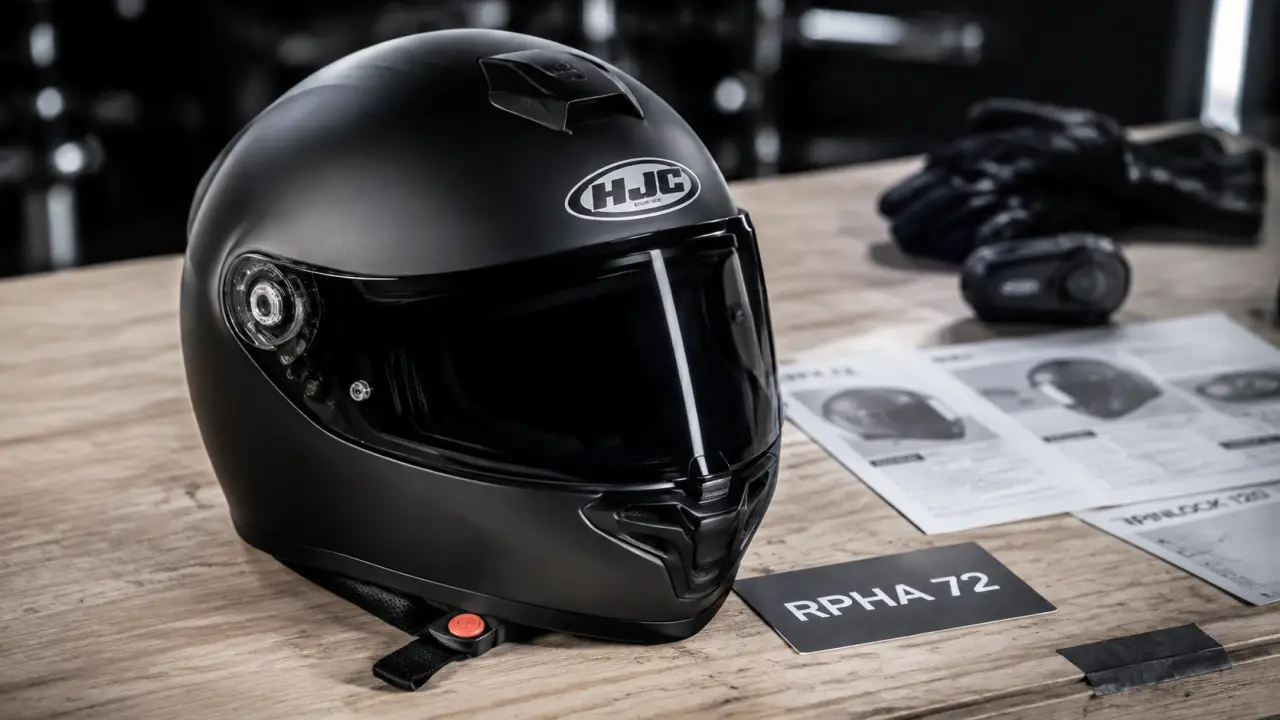Casque moto HJC RPHA 72 : visière et jugulaire, choix intégral ou open face
