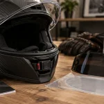 Casque moto Ruroc noir mat carbone, visière et Fidlock, certification ECE 22.06