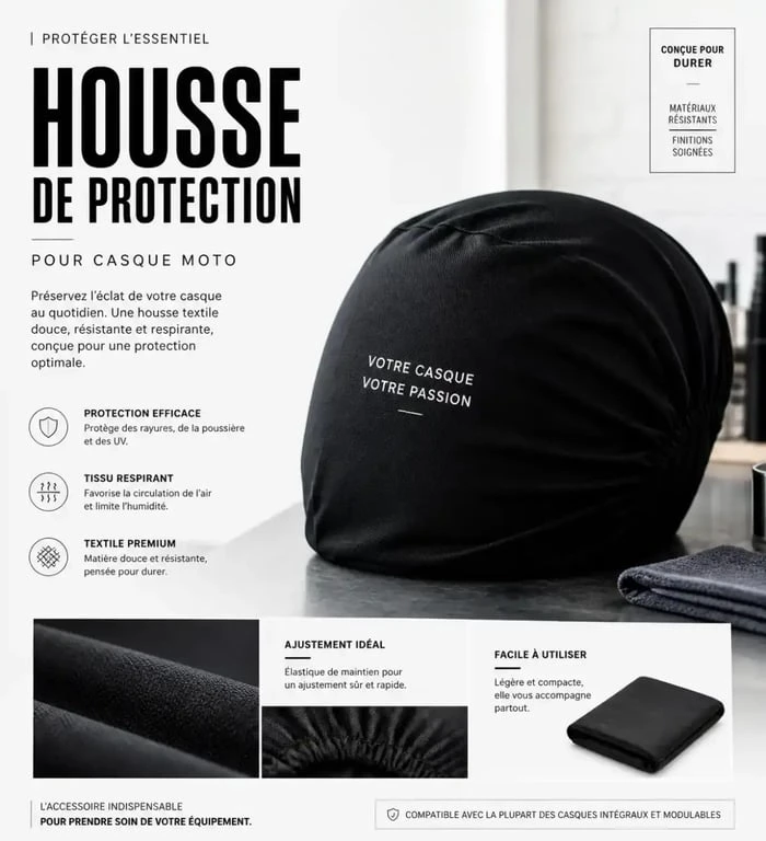 Housse de protection pour accessoire casque moto