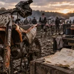Moto cross marque KTM Honda Yamaha sur paddock boueux