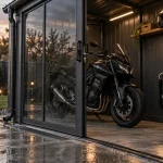 Abri moto fermé sécurisé : moto sous abri en métal
