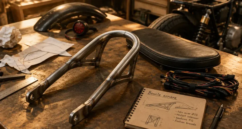 La boucle arrière moto structure l’arrière, à condition de respecter le cadre et la selle