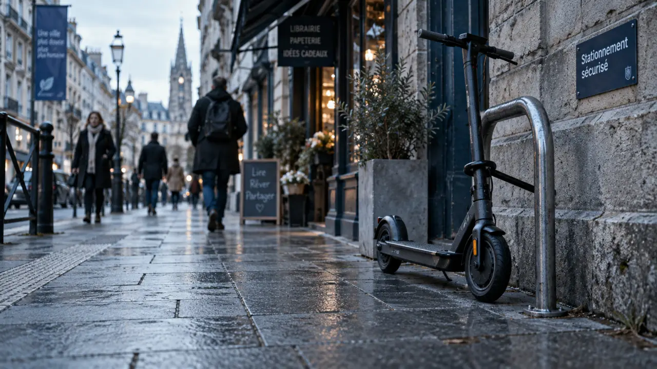 Ou garer sa trottinette electrique : 1,40 m sans gêner les piétons