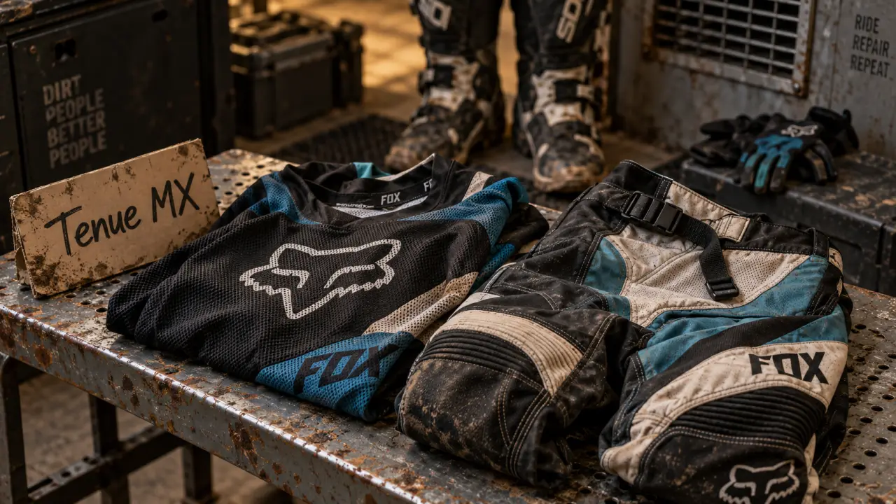 Tenue pour moto cross : maillot et pantalon renforcés
